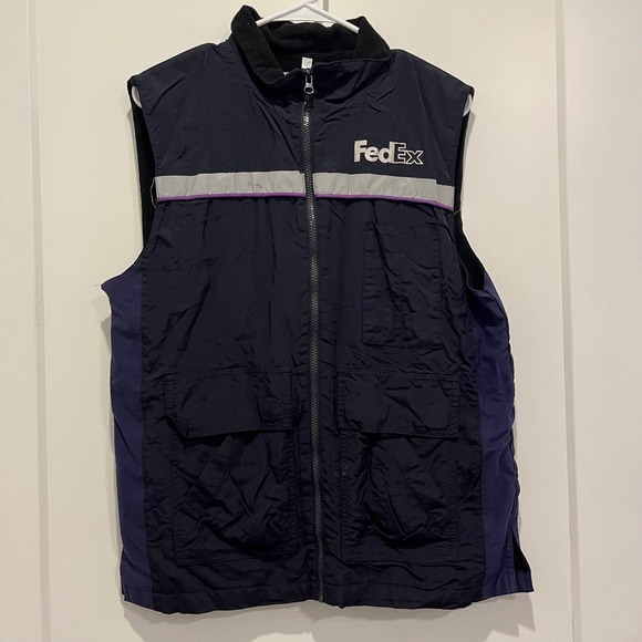FedEx Stan Herman VF Imagewear Uniform Vest Navy Blue Reflective Mens Medium